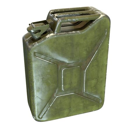 3D render of green jerrycan isolated on white backgroundの写真素材