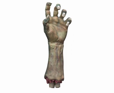 3D render of cutted Zombie hand, Halloween theme. Isolated on white background.の写真素材