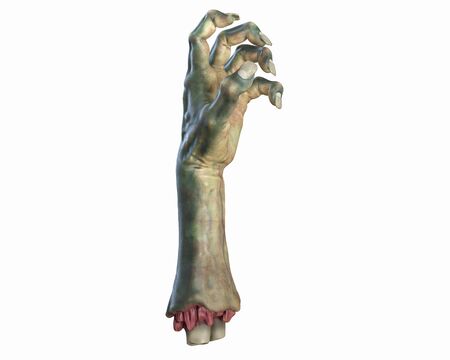 3D render of cutted Zombie hand, Halloween theme. Isolated on white background.の写真素材