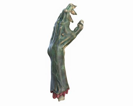 3D render of cutted Zombie hand, Halloween theme. Isolated on white background.の写真素材