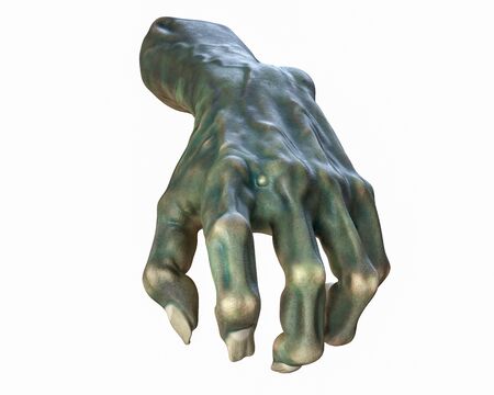 3D render of cutted Zombie hand, Halloween theme. Isolated on white background.の写真素材