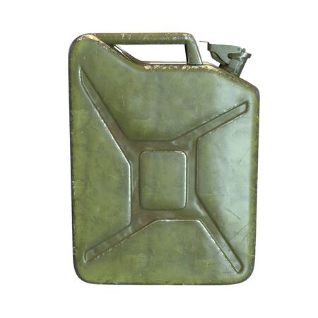 3D render of green jerrycan isolated on whiteの写真素材