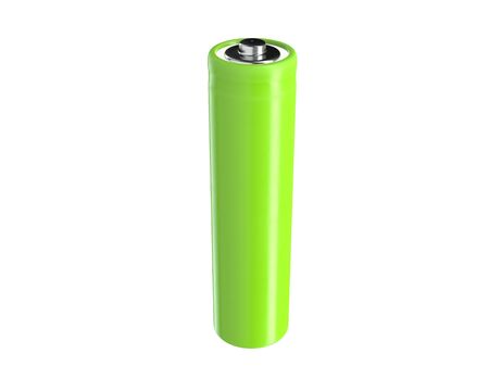 3D render of Green Accumulator Battery AA isolated on whiteの写真素材