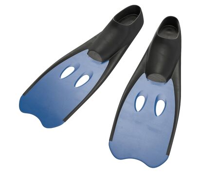3D render of blue diver flippers isolated on whiteの写真素材