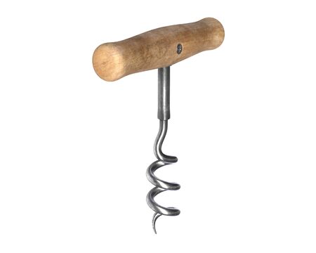 3D render of vintage cork screw isolated on whiteの写真素材