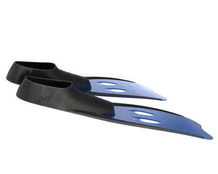 3D render of blue diver flippers isolated on whiteの写真素材