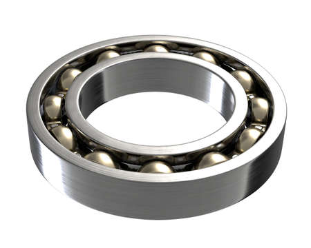 3D render of two connected bearings isolated on whiteの写真素材