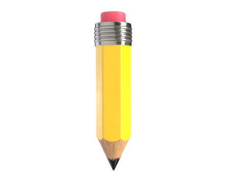 3D render of short yellow pencil isolated on whiteの写真素材