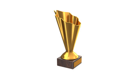 3D render of Gold Trophy Cup isolated on whiteの写真素材