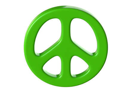 3D render of green Peace sign on isolated white.の写真素材