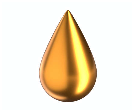 3D rendered illustration of Gold Drop isolated on whiteの写真素材