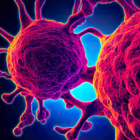 Illustration of pathogen red bacteria cells on the blue background