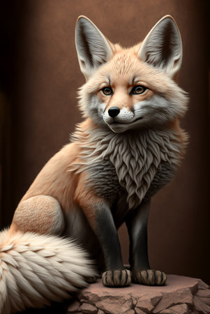 Cute furry fox sitting. AI generatedの素材