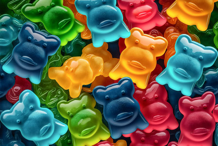 Assorted gummy bear candies. Jelly sweets. Generative AIの素材