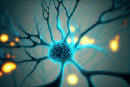 Neurons and Synapses firing signals. Generative AIの素材