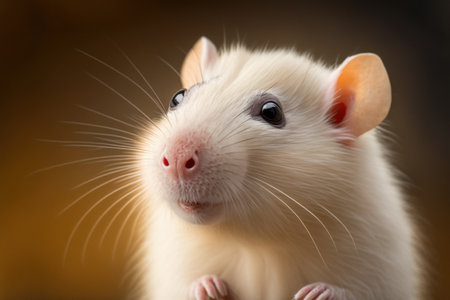 Adorable Little White Chibi Mouse. Generative AI.の素材