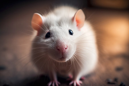 Adorable White Rat Chibi Cute and Friendly Pet. Generative AI.の素材