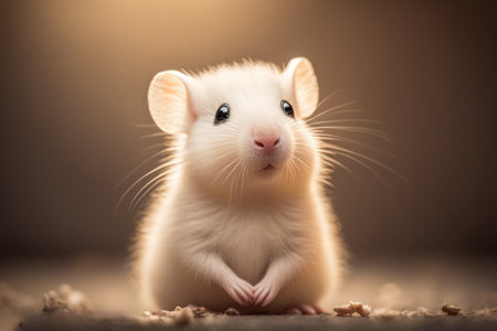 Adorable Little White Chibi Mouse. Generative AI.の素材
