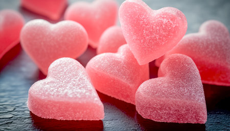 Sweet Love Candy Heart Shaped Gummy. Generative AI.の素材