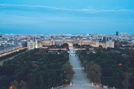 City Center night view of Paris (France) from the topのeditorial素材