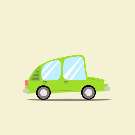 Green retro car vector illustration. Flat design style. Front view.のイラスト素材