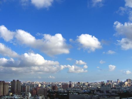Summer in the City -- an aerial view Kaohsiung City in Taiwanの写真素材