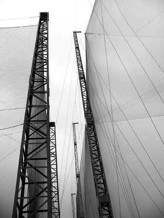 Golf Practice Range -- you can see the safety nets and structureの写真素材