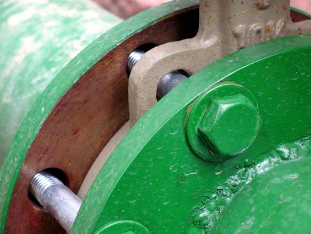 Pipeline Connection -- connecting point between two large scale pipesの写真素材