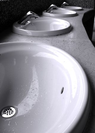 Row of Sinks -- these are part of a public lavatory