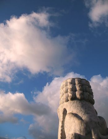Stone Lion -- a popular Chinese mythological beast and symbolの写真素材