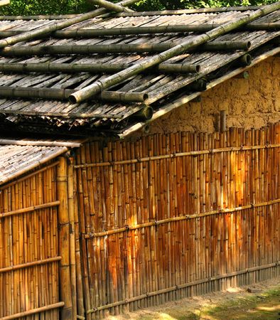 Native Dwelling -- made from mud and bamboo, in Taiwan's mountainsの写真素材
