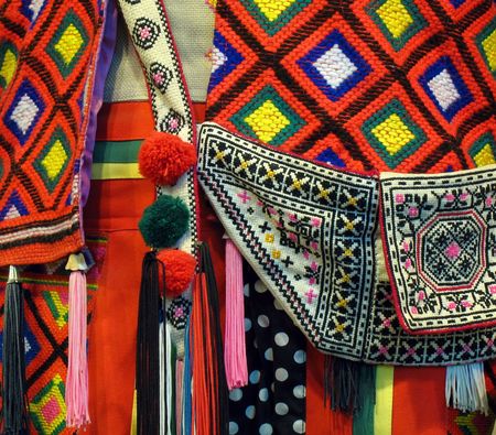 Native Costume -- a closeup view of a Taiwanese aboriginal dressの写真素材
