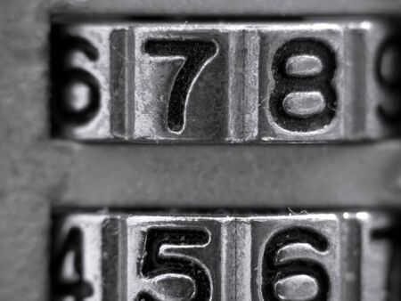 Extreme closeup of the digits on a padlockの写真素材