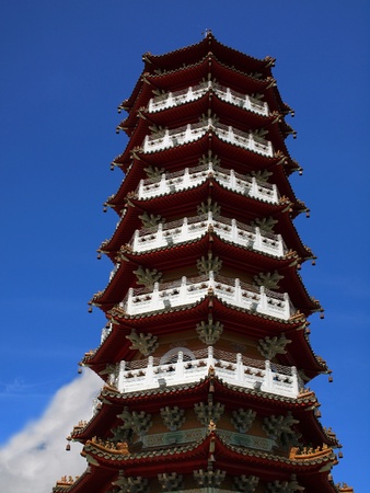 The famous Ci En Pagoda on the shores of Sun Moon Lakeの写真素材