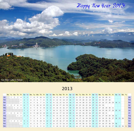 A unique year-at-a-glance calendar for 2013 that shows the whole year on a beautiful wall posterの写真素材