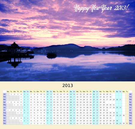 A unique year-at-a-glance calendar for 2013 that shows the whole year on a beautiful wall posterの写真素材