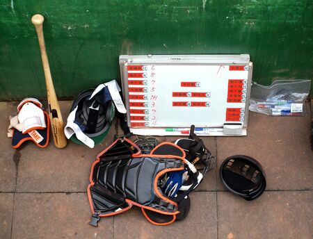 PINGTUNG, TAIWAN, APRIL 8: A view of the dugout during a Pro Baseball game of the President Lions against the Lamigo Monkeys. The Lions won 2:0 on April 8, 2012 in Pingtung.  のeditorial素材