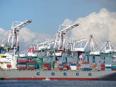 KAOHSIUNG, TAIWAN - JULY 1: COSCO Corporation announces an increase of its shipping business by 2.8 percent in the current quarter on July 1, 2012 in Kaohsiung.のeditorial素材