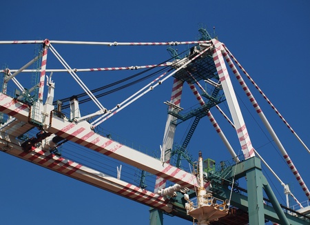 A large crane used to load freight containersの写真素材