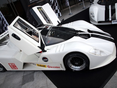 KAOHSIUNG, TAIWAN - FEBRUARY 24: To celebrate the opening of its Taiwan branch, Saker Sportscars demonstrates its RapX racing model on February 24, 2013 in Kaohsiung.のeditorial素材