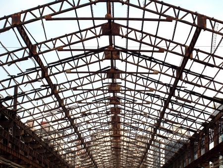Ruins of an old factory that is turning into rustの写真素材