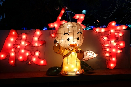 KAOHSIUNG, TAIWAN - FEBRUARY 18, 2014: Colorful lanterns are displayed on the banks of the Love River during the 2014 Kaohsiung Lantern Festivalのeditorial素材