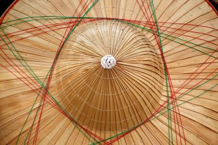 Handmade Chinese straw hat made from bambooの写真素材