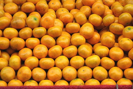 A market in Taiwan sells locally grown orangesの写真素材