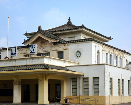 KAOHSIUNG, TAIWAN -- SEPTEMBER 13, 2018: The historic railway station of Kaohsiung was built in the 1940s during the period of the Japanese colonial rule.のeditorial素材