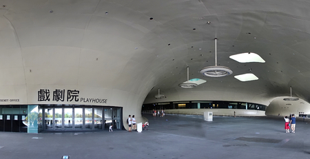KAOHSIUNG, TAIWAN -- APRIL 14, 2019: A close-up view of the recently completed National Center for the Performing Arts located in the Weiwuying Metropolitan Parkのeditorial素材
