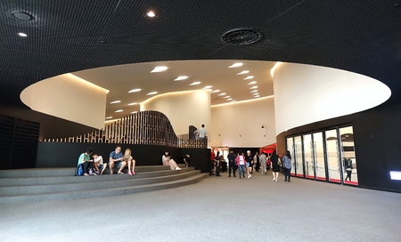 KAOHSIUNG, TAIWAN -- APRIL 14, 2019: The interior public areas of the recently completed National Center for the Performing Arts located in the Weiwuying Metropolitan Parkのeditorial素材