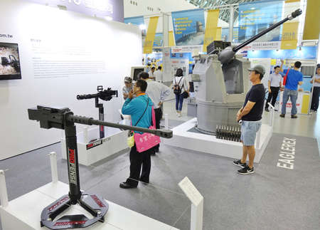 KAOHSIUNG, TAIWAN -- SEPTEMBER 29, 2018: High velocity rifles are on display at the Kaohsiung International Maritime & Defence Expoのeditorial素材