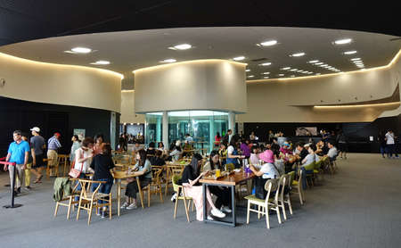 KAOHSIUNG, TAIWAN -- APRIL 14, 2019: A coffee shop inside the recently completed National Center for the Performing Arts located in the Weiwuying Metropolitan Parkのeditorial素材