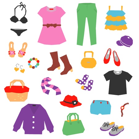 women s clothing, items, accessoriesのイラスト素材